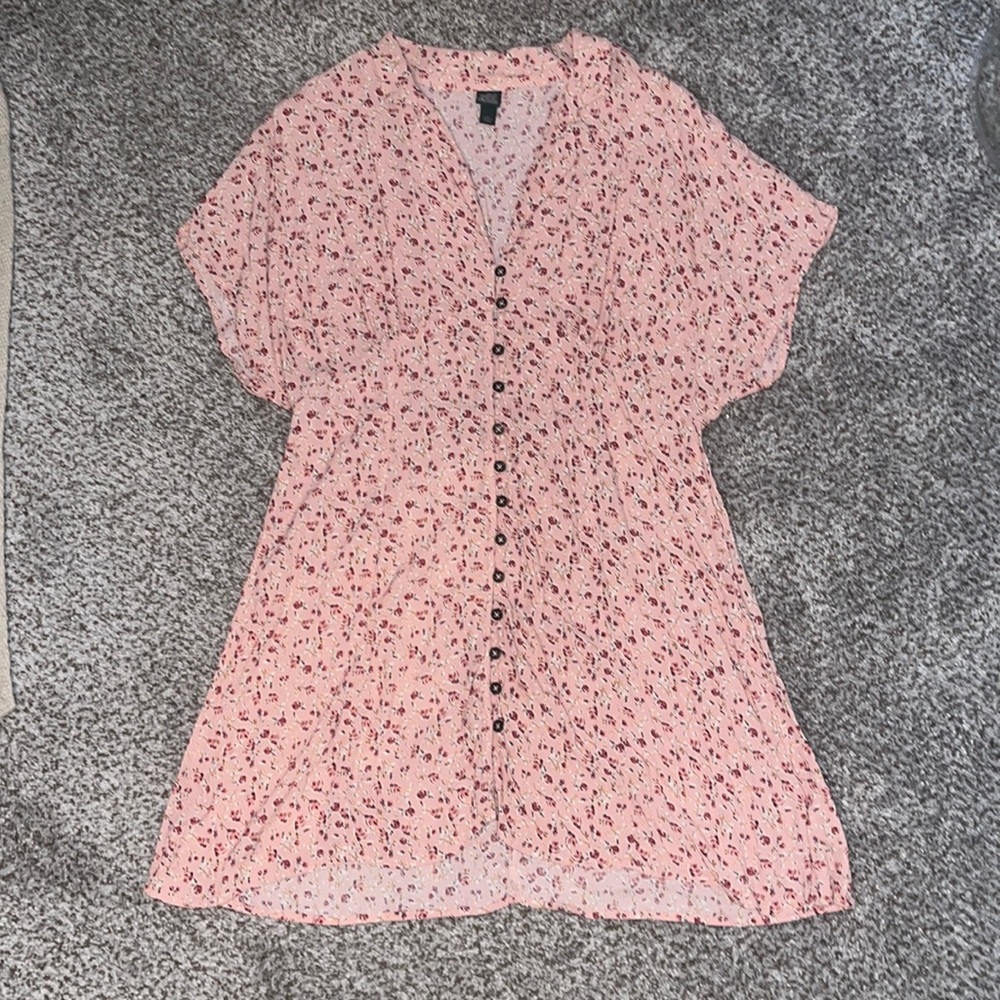 Pink floral button dress